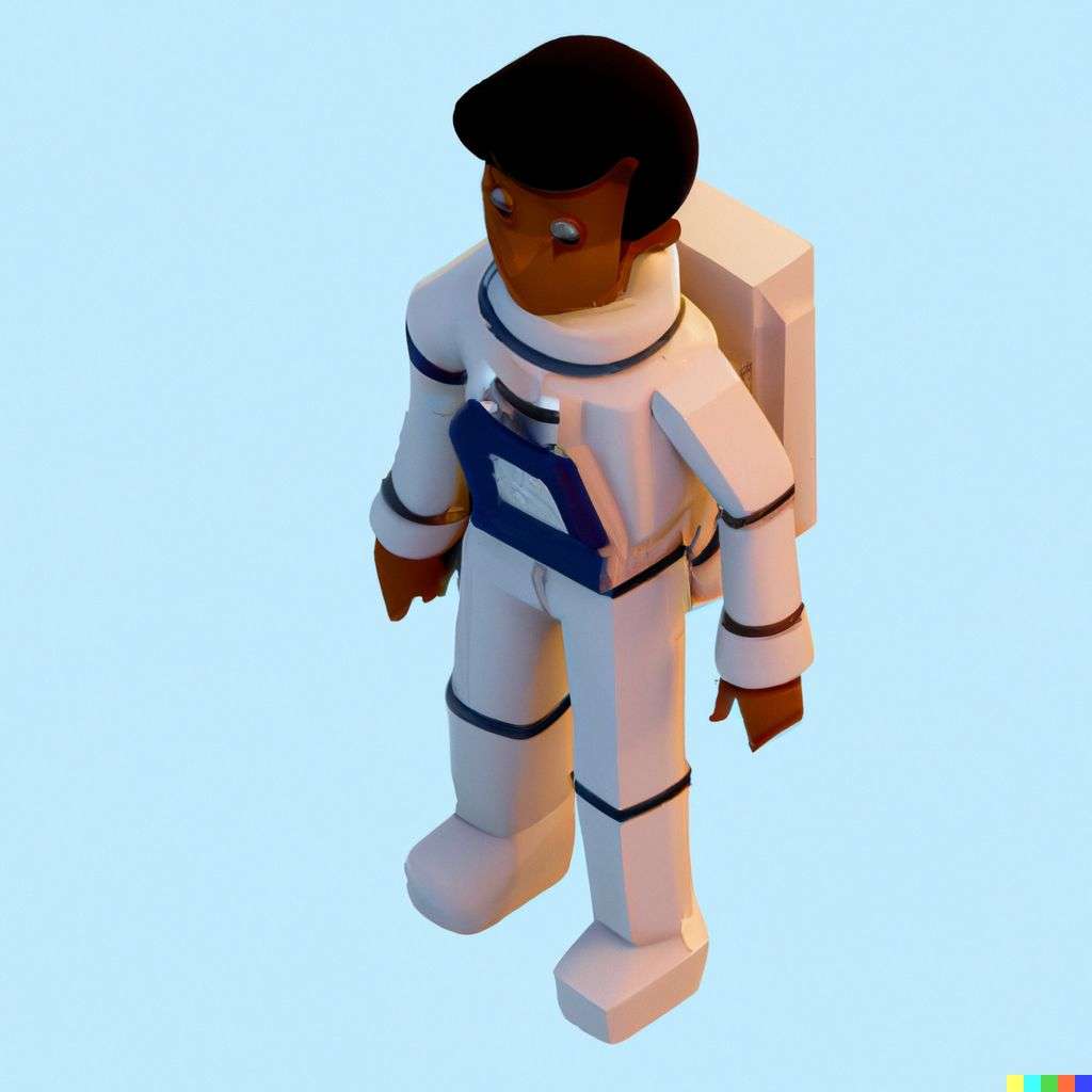 an astronaut, low polygon isometric render
